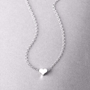 Heart Pendant Necklace Minimalist Delicate Silver‎ Tone Chain Jewelry